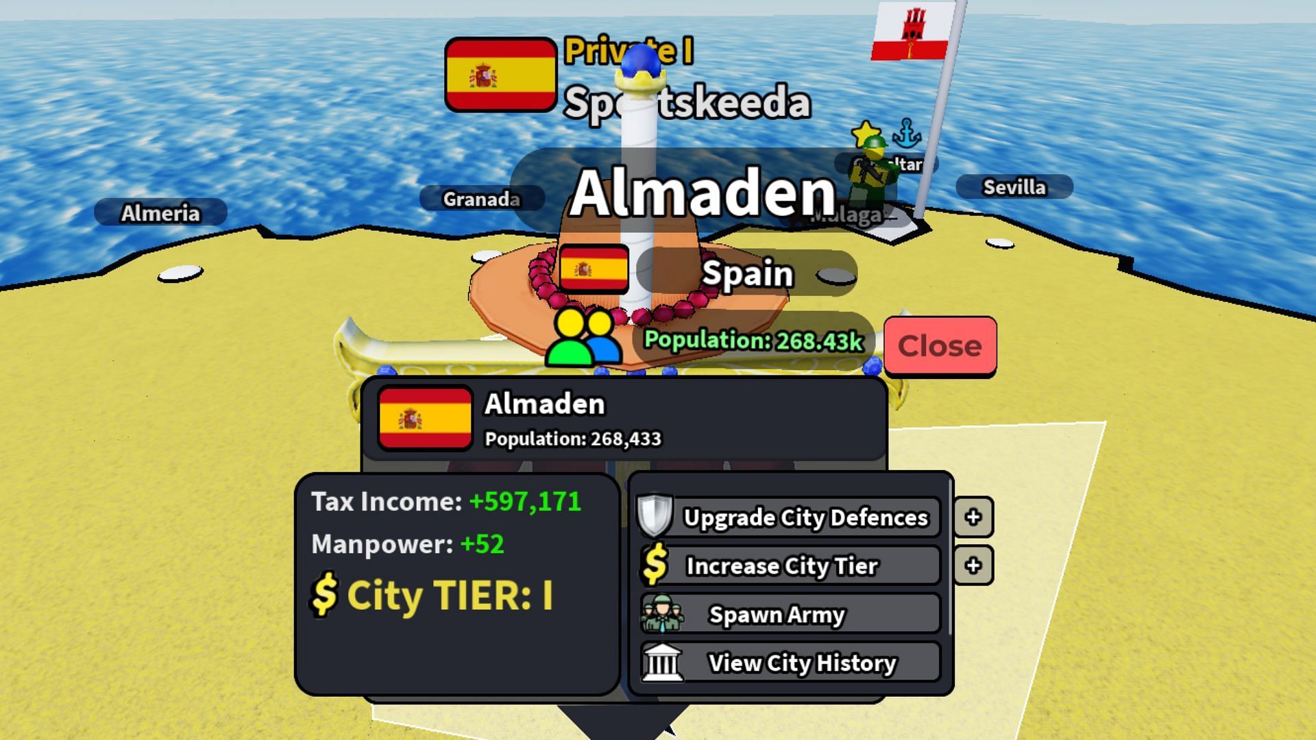 Use Money and Manpower to upgrade defenses (Image via Roblox)